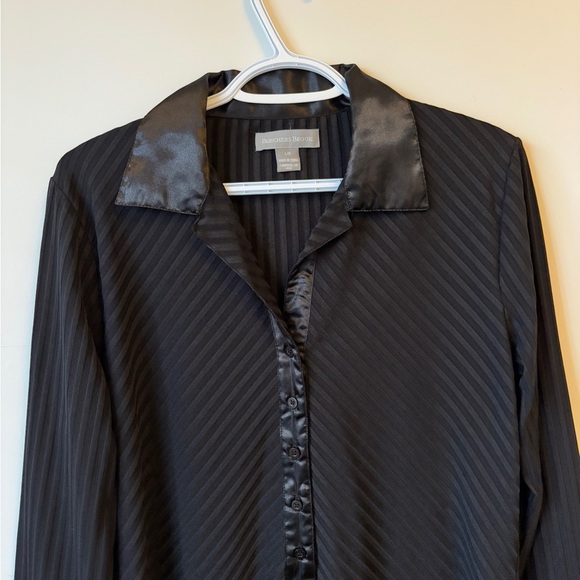 Vintage Black Botton-Up Blouse Size L - Picture 5 of 9
